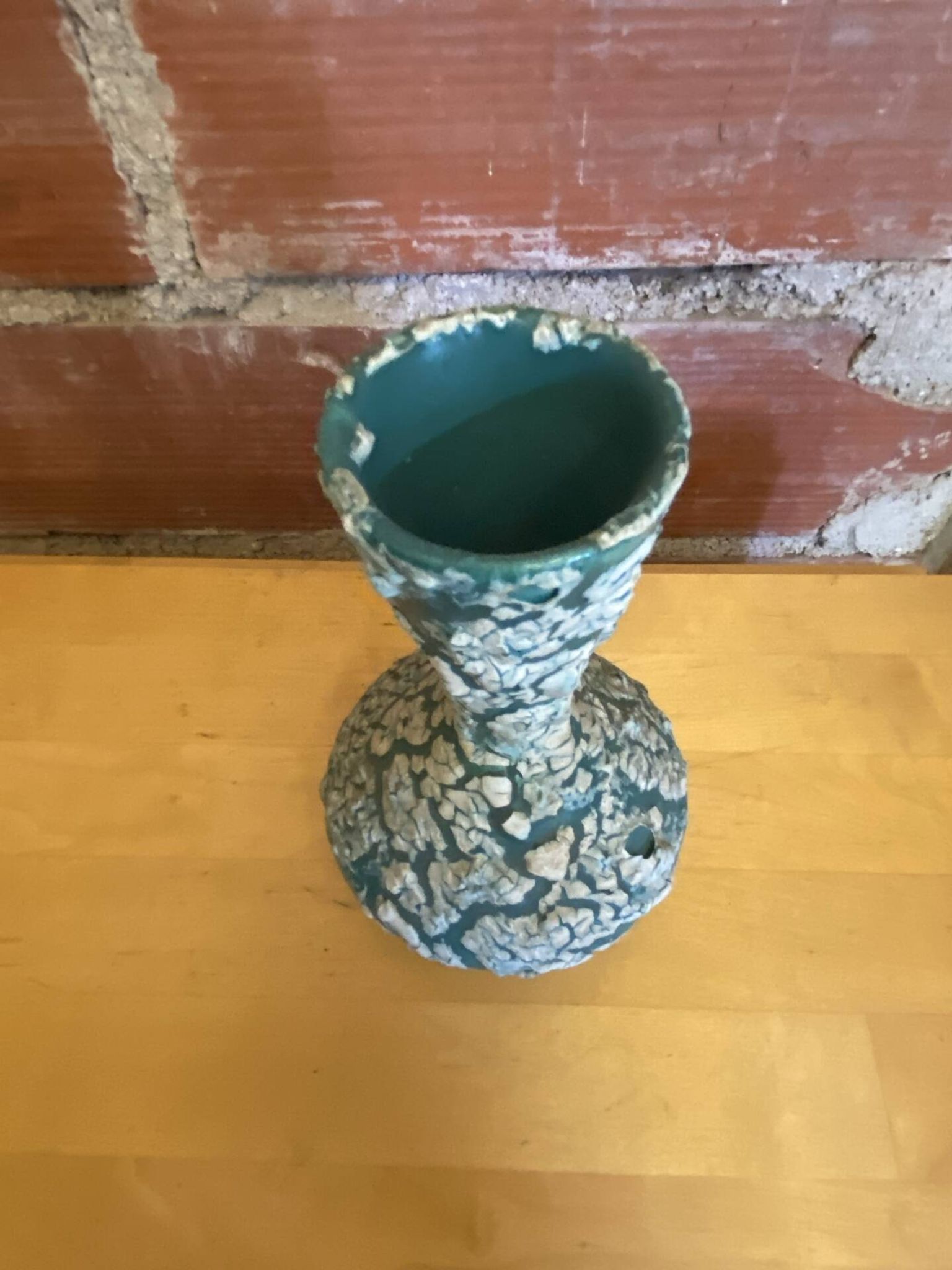 Ancient Vase CYCLOPE Charles CART Ceramic Fat Lava Green + Blue Vintage