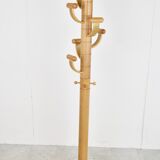 Modernist travertine and wood coat rack 1980s