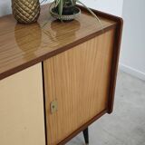 4-door sideboard in light beige and German wood from the 60s
