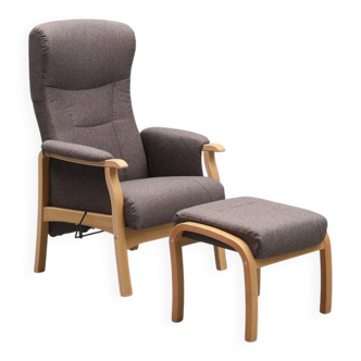 Hjort Knudsen — Armchair with Matching Footstool — Adjustable Backrest — Mo