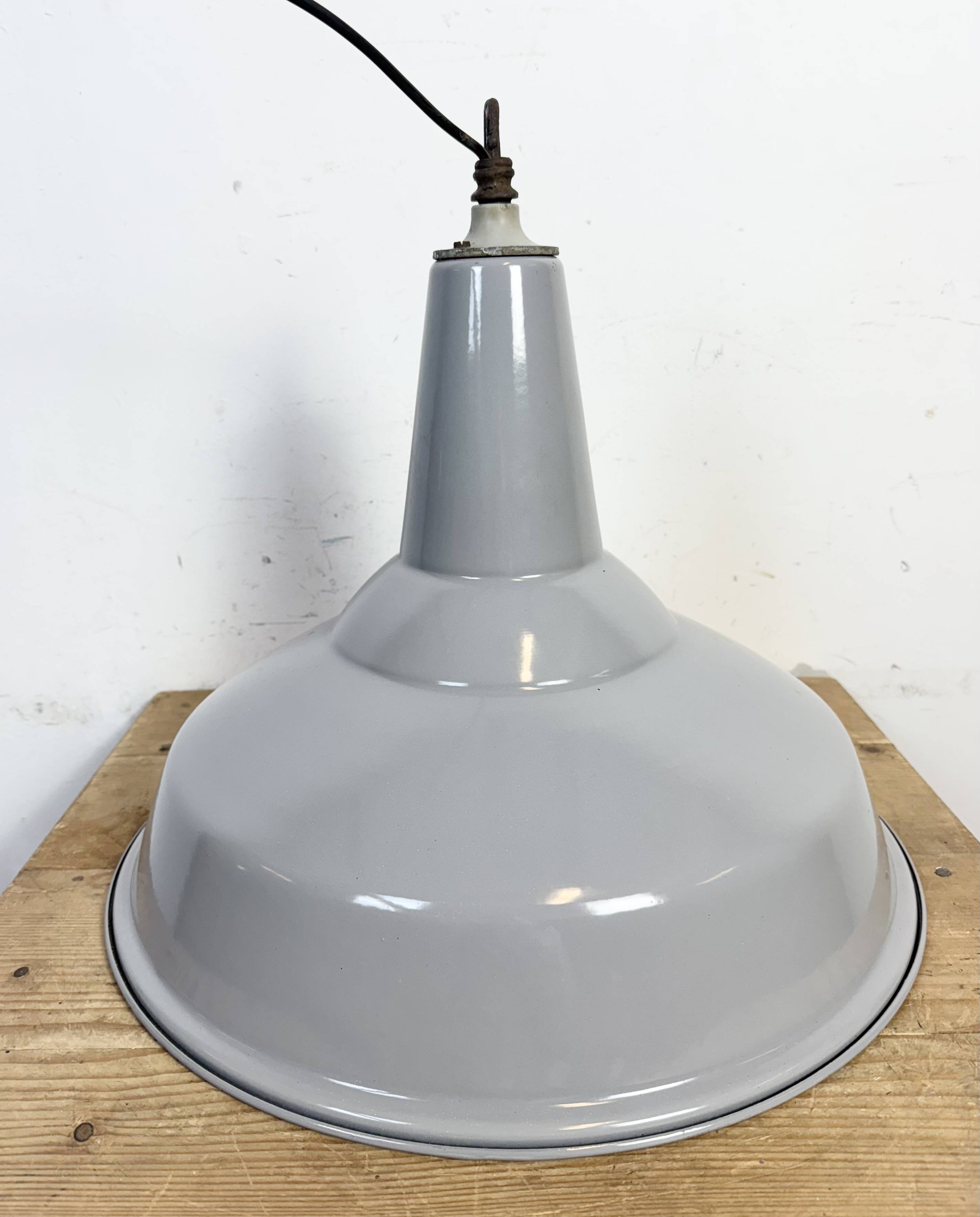 Large Industrial British Grey Enamel Pendant Lamp from Benjamin, 1960s
