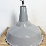 Large Industrial British Grey Enamel Pendant Lamp from Benjamin, 1960s