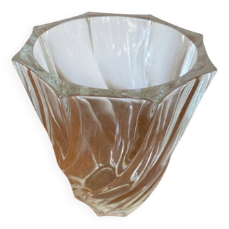Antique Twisted Vase Cristal D'Arques Molded Glass Vintage