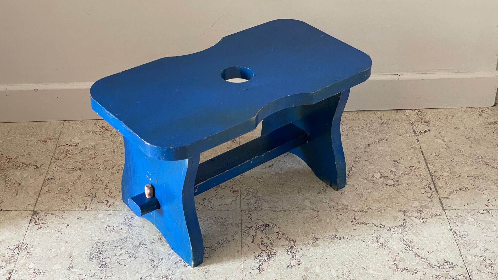 Vintage stool blue electric