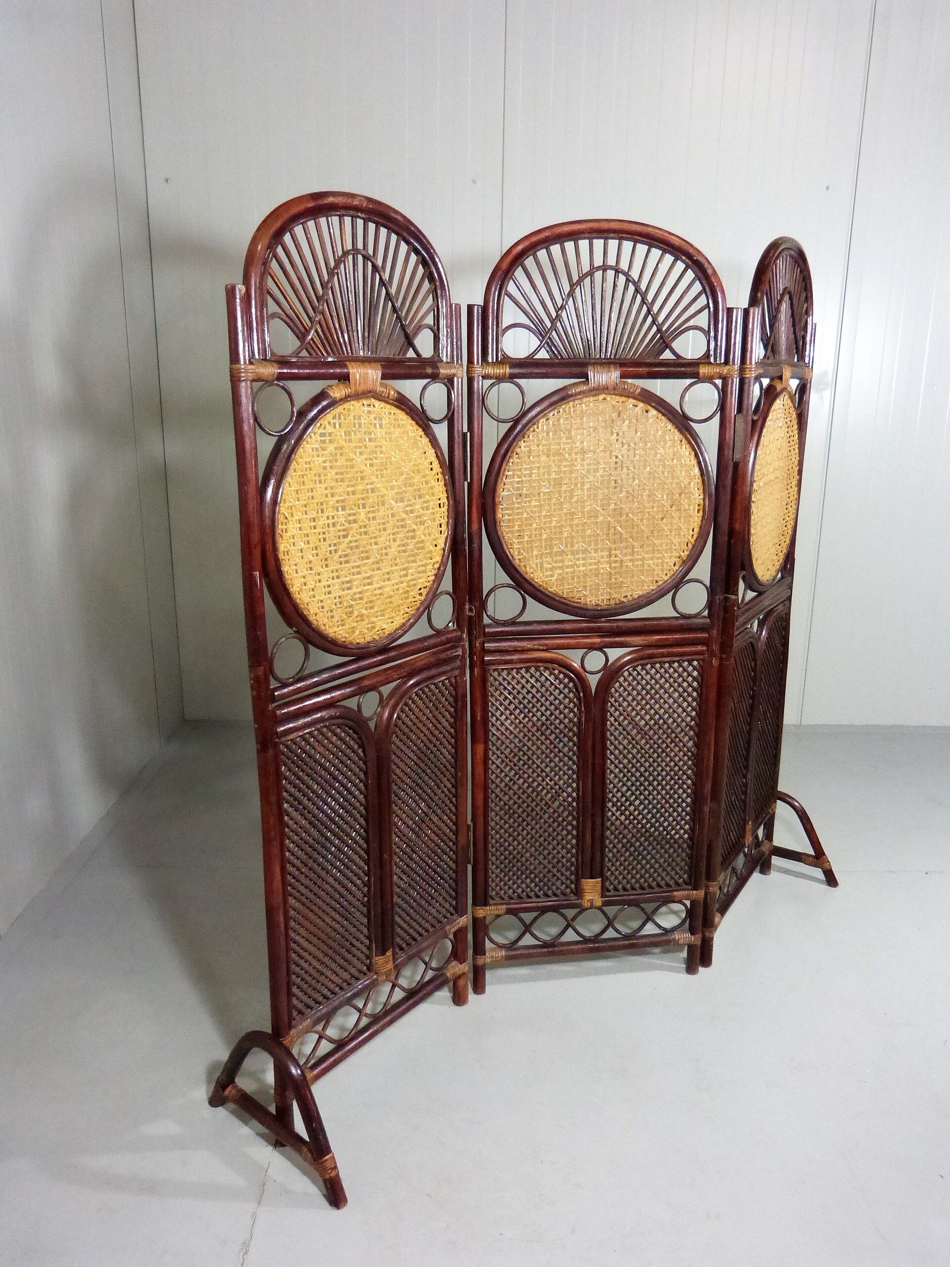 Rattan & wicker folding screen - room divider, 1930’s