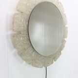 Egon hillebrand round acrylic illuminated mirror with lightening, 1970's germany