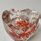 Empty pocket/Ashtray, l in blown art glass/Heart shape with inclusions of orange filaments. In Murano style