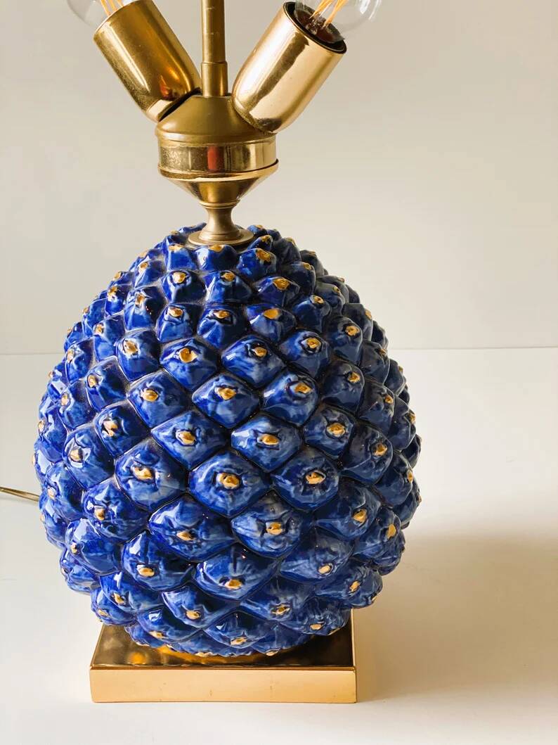 Mid-century Italian ceramic pineapple lamp