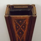 French antique oak tin-lined hand-carved umbrella stand with flower decoration.