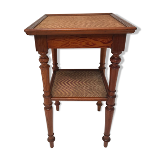 Guerdon Table appointed wooden and vintage wicker