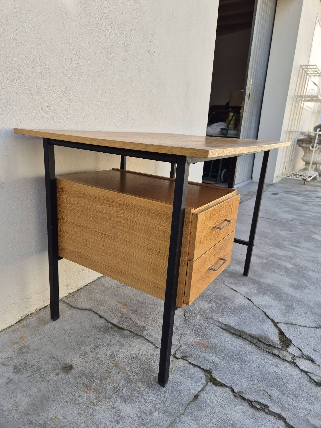 Vintage modernist design oak desk 1950s