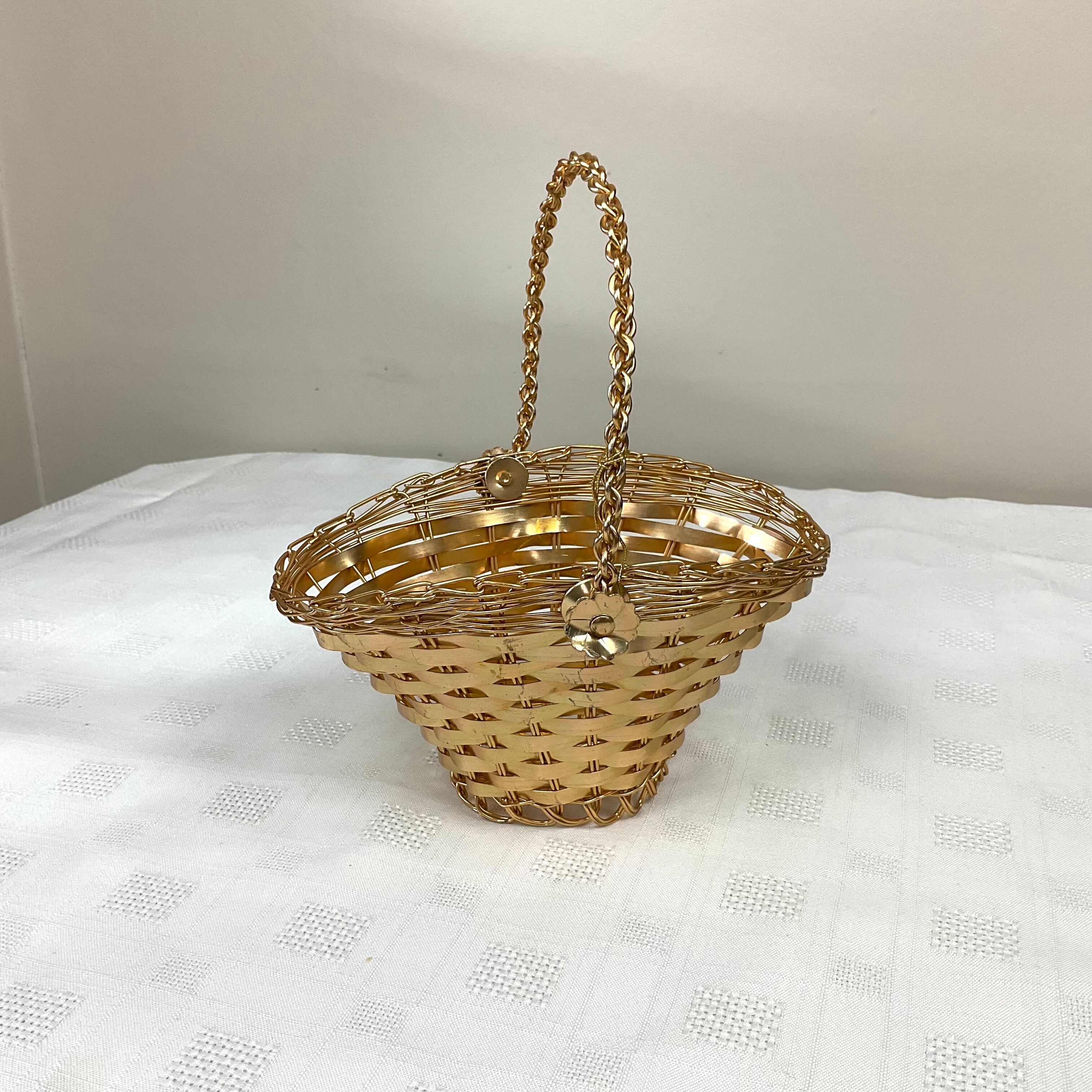Vintage golden metal basket