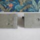old ibex bookend, base in beautiful black marble veined green