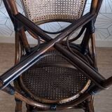 Pair of vintage bistro chairs in bamboo and canework