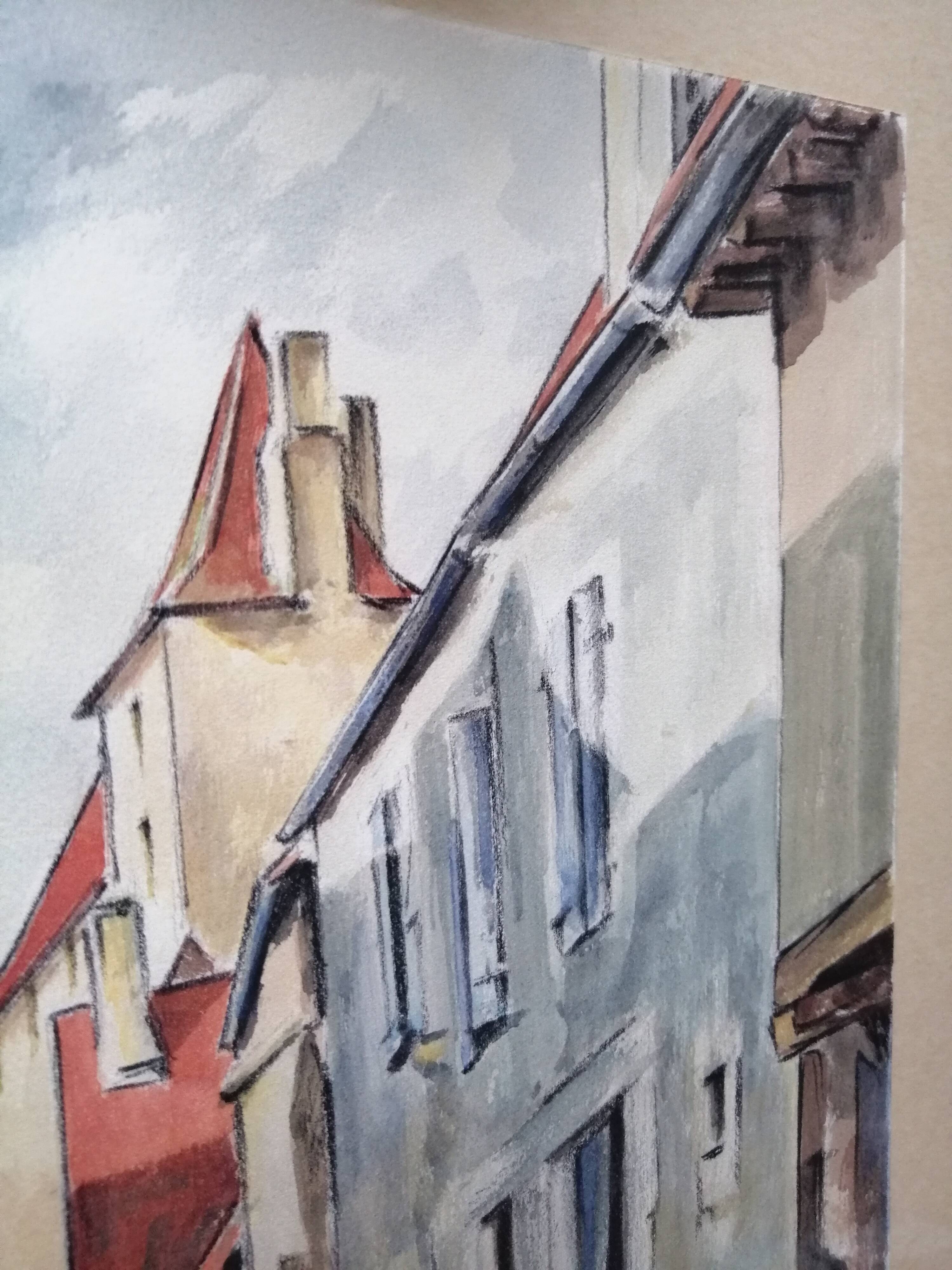 Watercolor painting of an alley