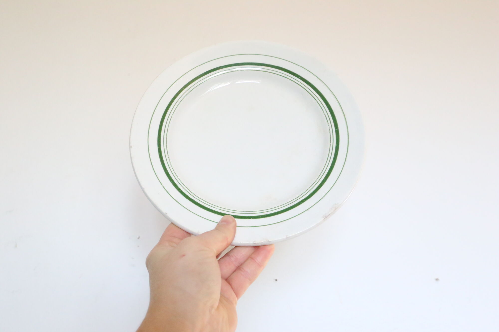 Set of 4 mouin des Loups plate, green motif, French vintage, rustic, countryside