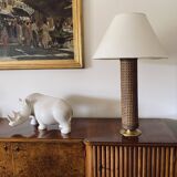 Hollywood regency brass and Vienna straw lamp base, Italy 1970's