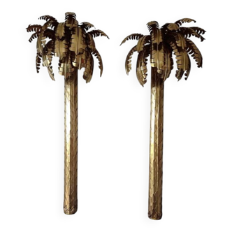 Brass palm tree wall sconces