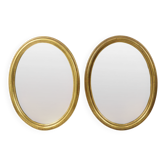Pair of Oval Gold-Leaf Mirrors, France, 20th Century