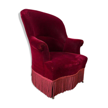Fauteuil crapaud enfant vintage bordeaux