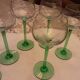 6 green-footed white wine glasses from alsace with grape clusters design