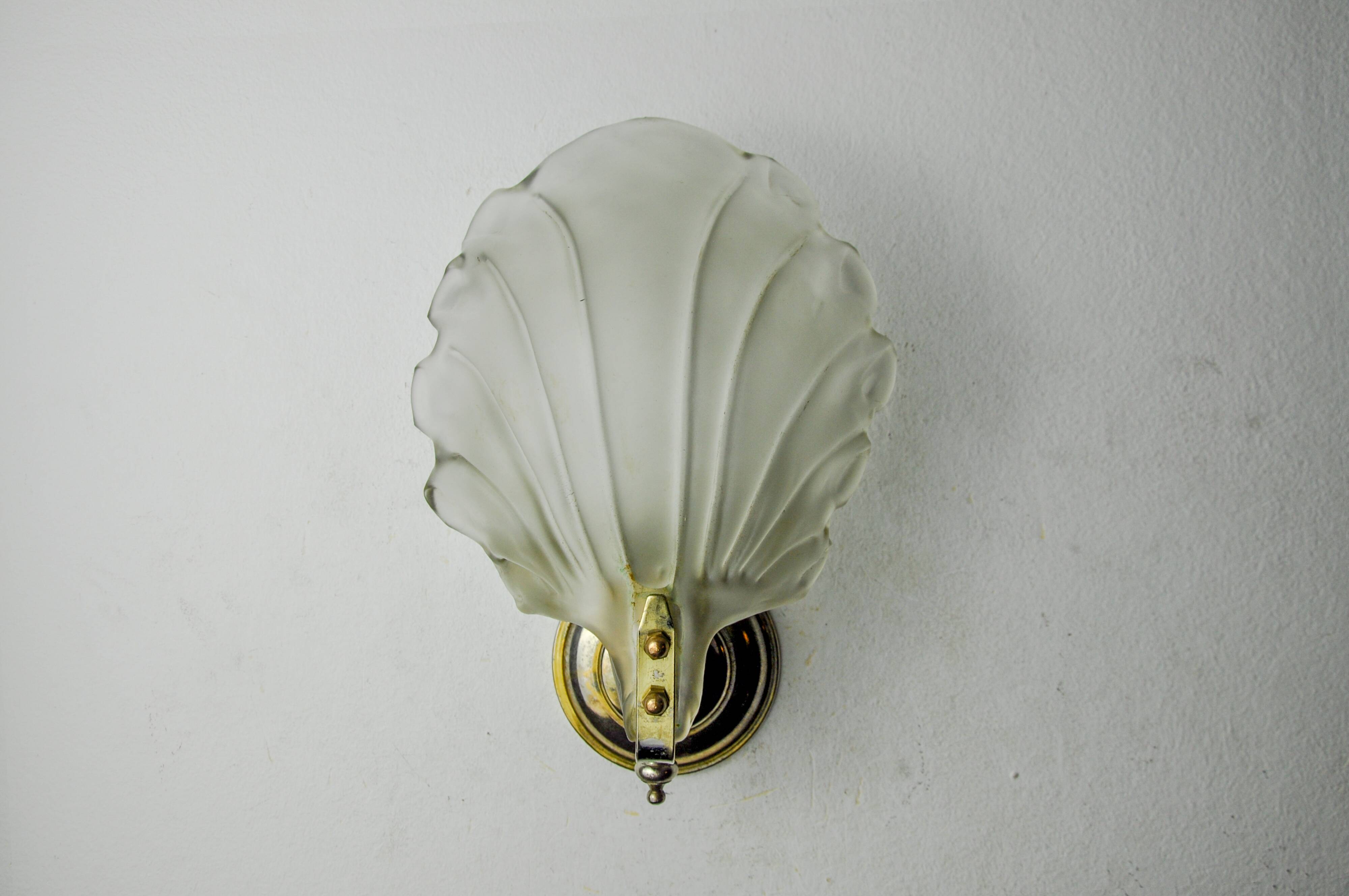 Shell wall lamp, murano glass, italy, 1970
