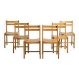 André Sornay, set of six beechwood chairs, France 1960