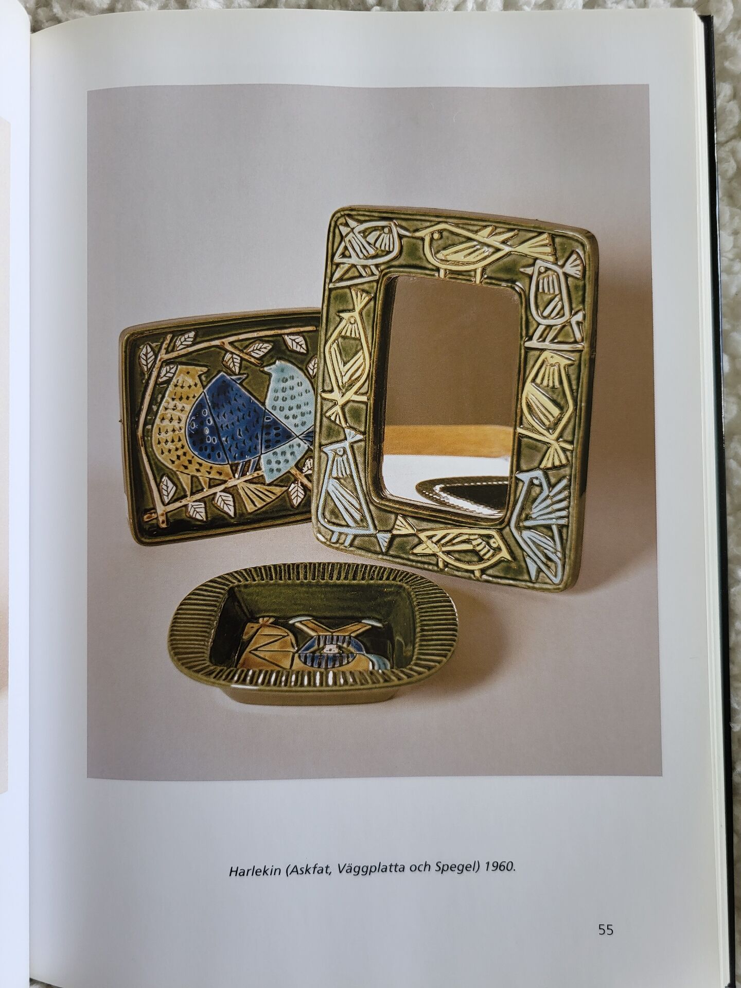 Ceramic Bird Mirror Lisa Larson Harlequin Series / Gustavsberg