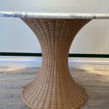 Marble and wicker dining table