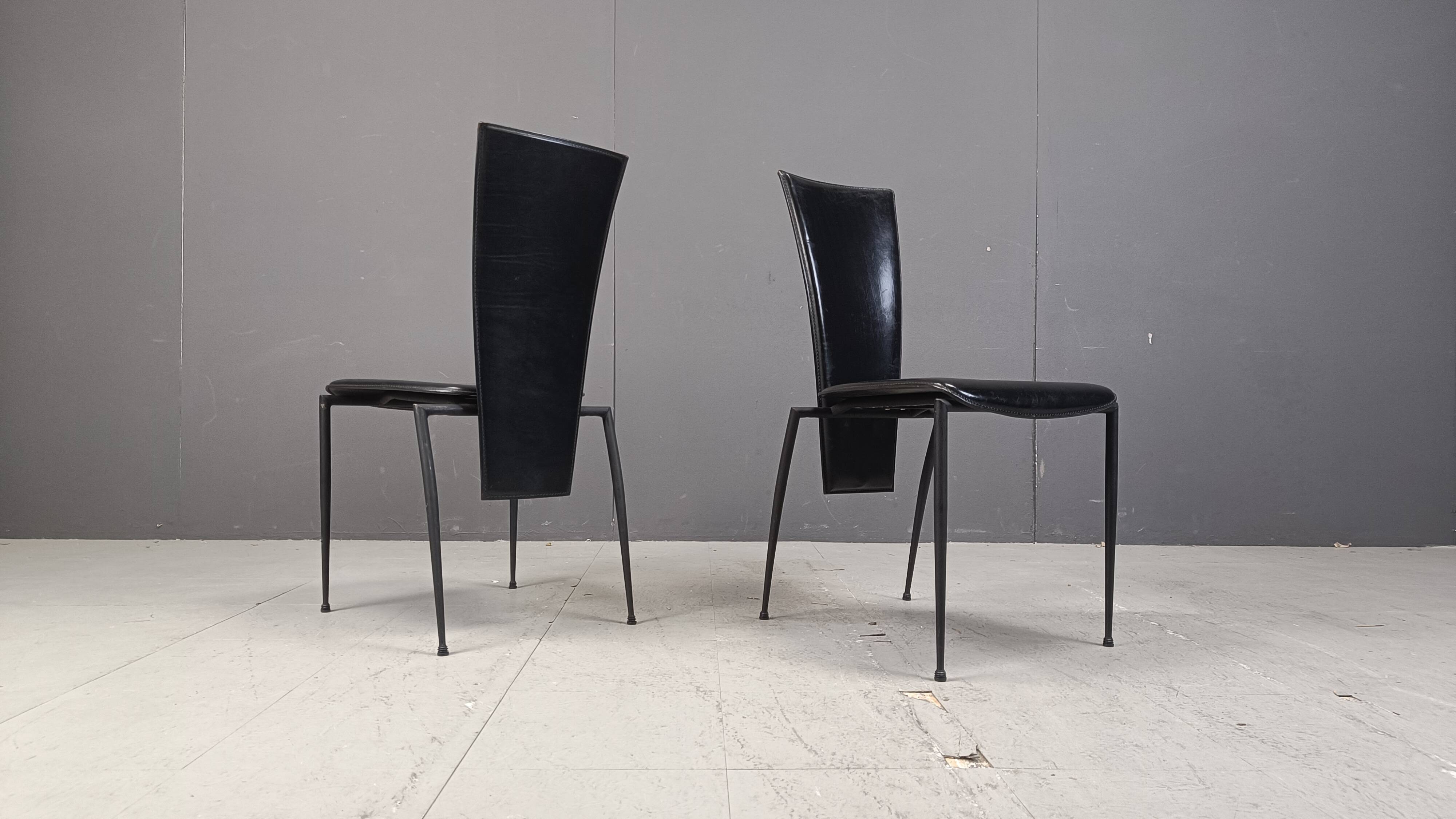 Set of 4 post modern dining chairs by Arper Italy, 1980s