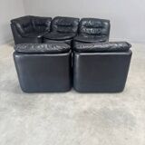 Modular black leather element sofa, 1970s