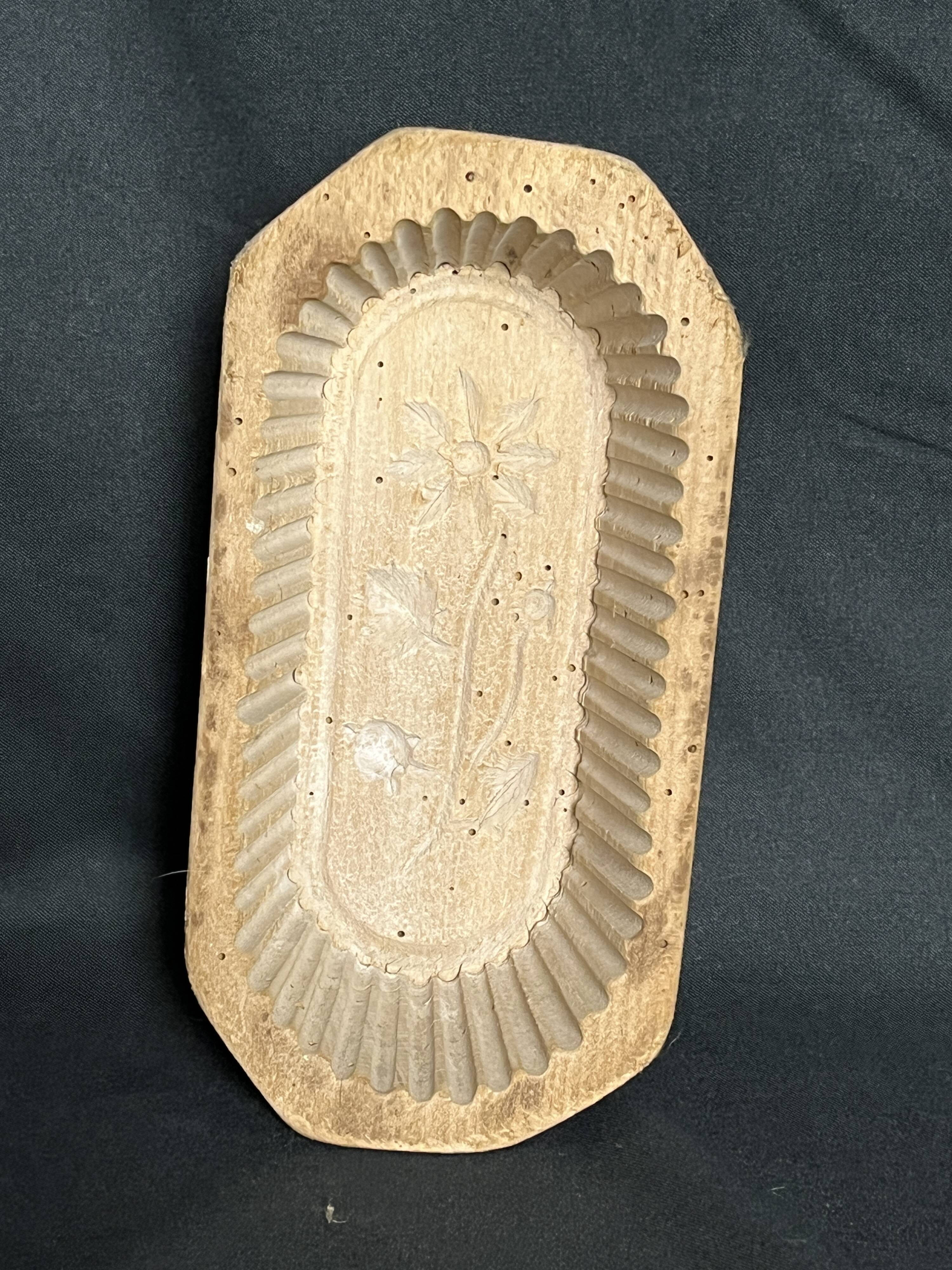 Old 19th century fluted wooden butter mold