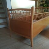 Lit enfant bois rotin vintage