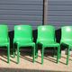 Set of 4 green Selene Magistretti chairs.