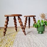 Pair of modernist antique farm stools - bedside tables