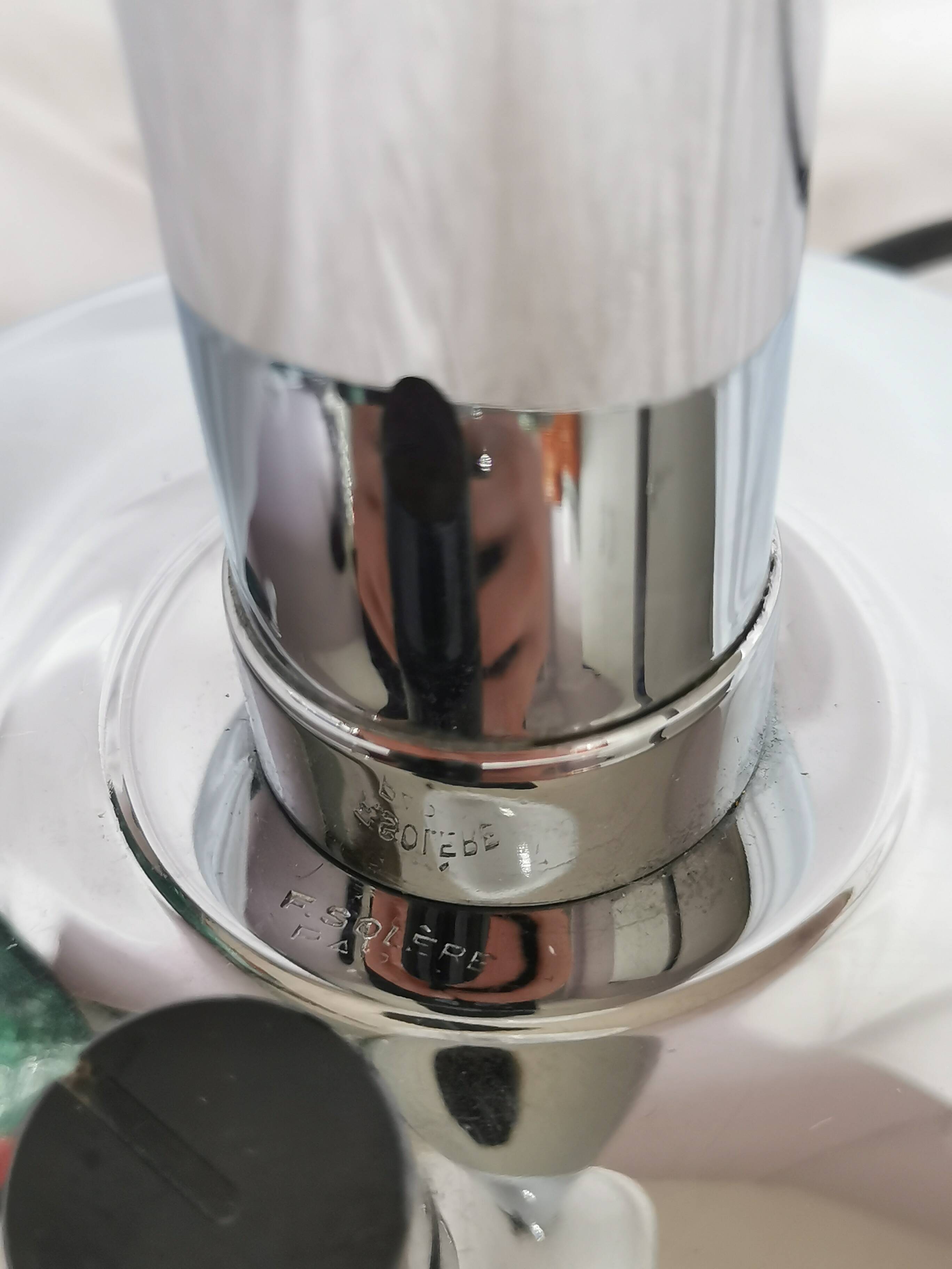 Large chrome and opaline lamp, Mazda and Ferdinand Solere, France, 1970