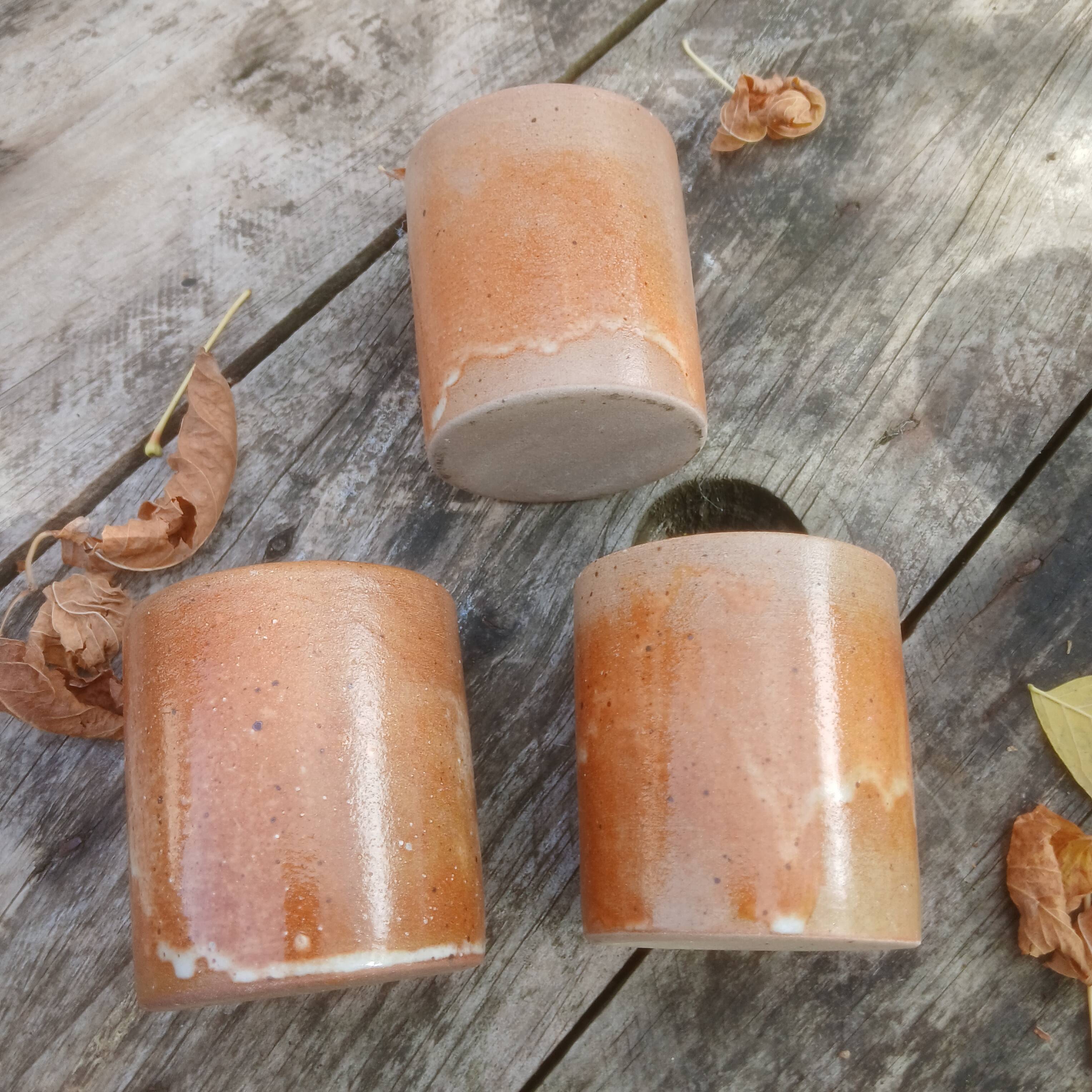 Vintage and rustic stoneware mug set