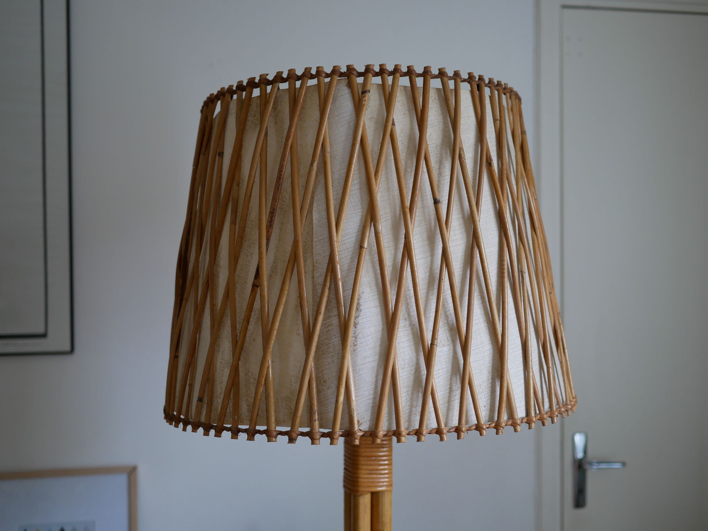 Floor lamp rattan and bamboo 60 years