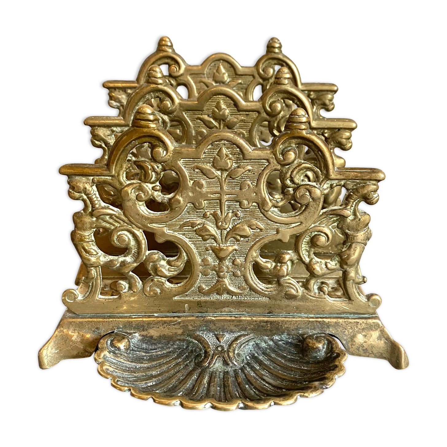 Vintage letter holder in gilded brass