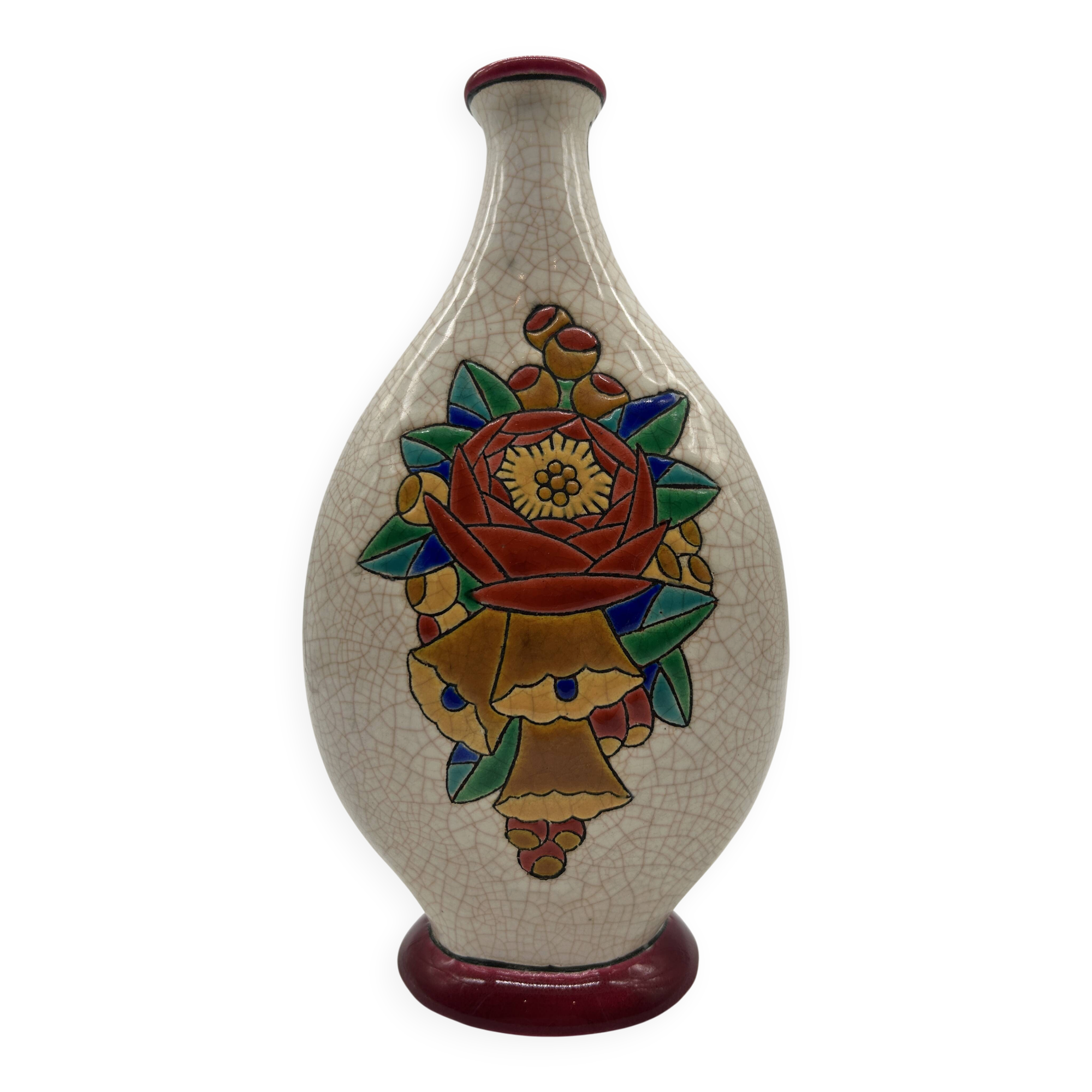 Vase art deco en émaux de longwy