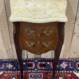Louis XV style bedside table in rosewood, oak and marble top - made in the 70s