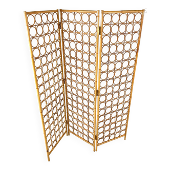 Bamboo room divider or folding screen, 1970s
