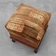 Art Deco walnut stool with original velvet upholstery, Italy 1920s