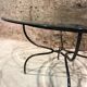 Table base wrought iron and brass, bevelled glass tray, 1980s