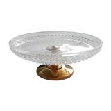 Glass and gold metal cake display - vintage