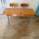 Bureau d’écolier vintage en bois et métal - Bureau double