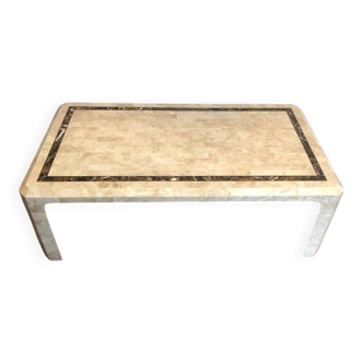 Coffee table made of marble tiles.