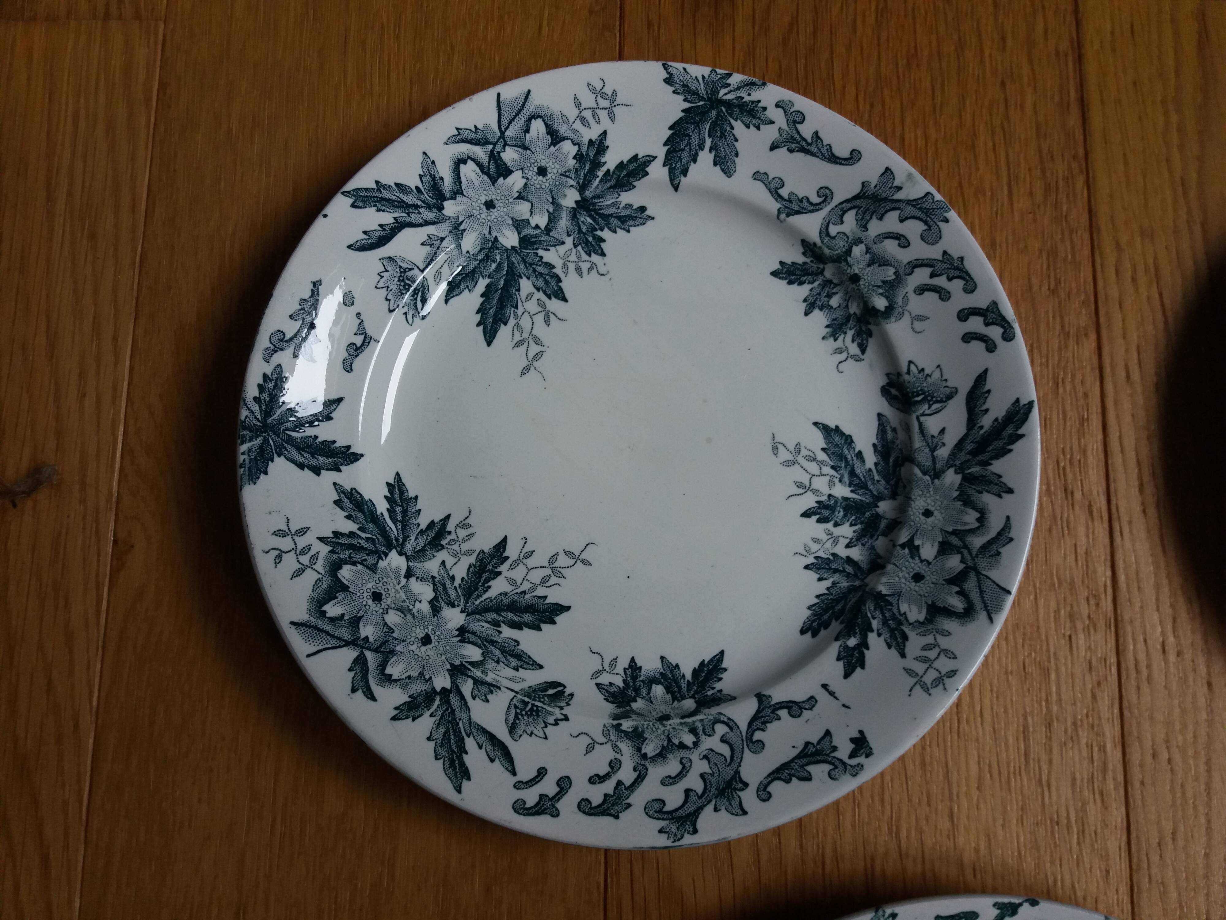 Assiettes Terre de fer Saint Amand décor Anémone