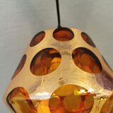 Hanging lamp, from the 80-90s, Danish Space Age style, and made of glass with a kind of alloy on.