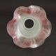 Set of 3 White Opaque Glass Shades With Ribbed Detail Pink Frilled Edge